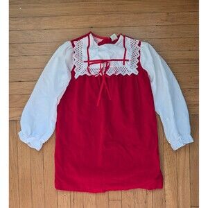 Vintage Girls Dress Size 6/6x Red And White